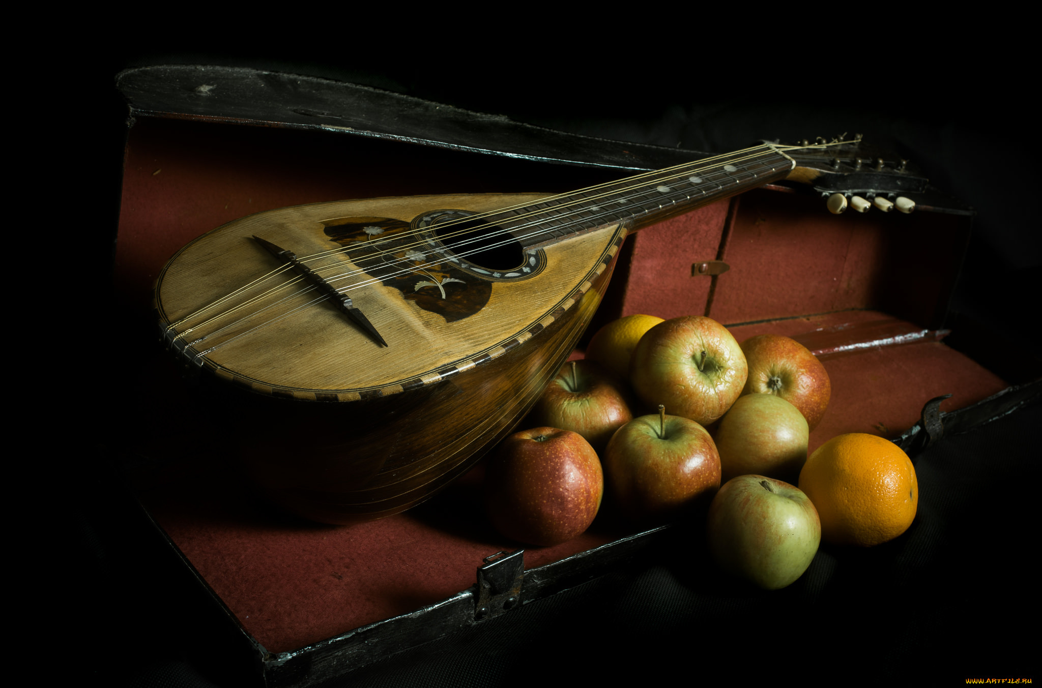 mandolin and fruit, , - , , , 